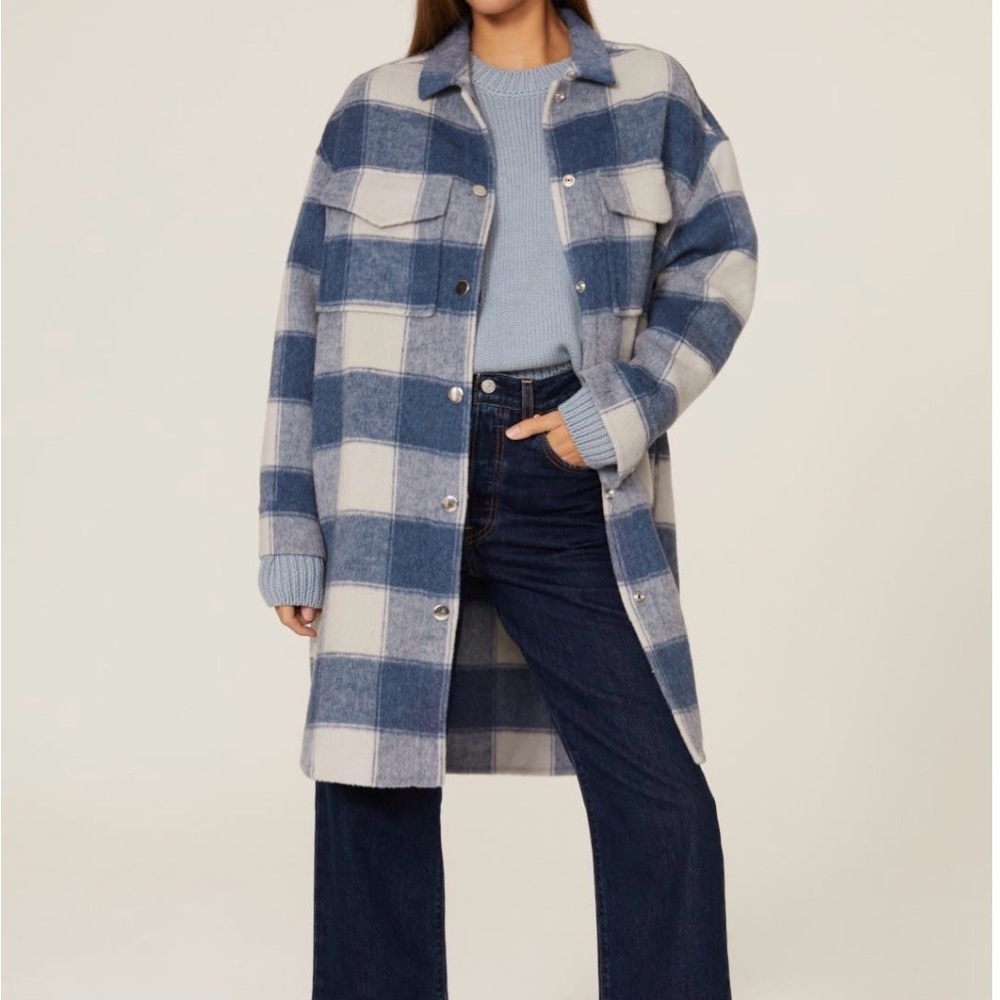 Rails Blue and Gray Plaid Utility Jacket